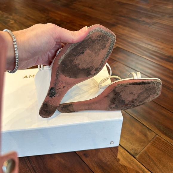 Amina Muaddi Naima Wedge Heels White Excellent condition size 38 retail $790 - Picture 7 of 8